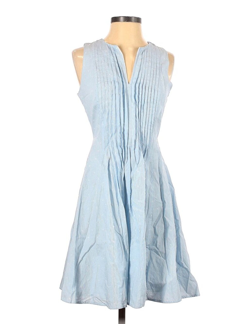 CeCe Summer Dress - Blue pinstripes with white embroidery, 100% cotton - Size 0